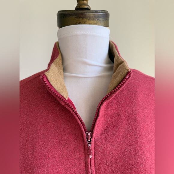 PETER MILLAR RED ZIP UP FLEECE SWEATER FOX PATCH SIZE MEDIUM - Picture 6 of 8